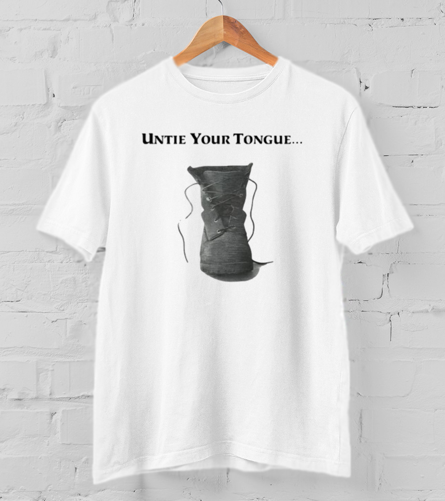 Cravemedia Untie Your Tongue Boot Laces Visual Pun T-Shirt