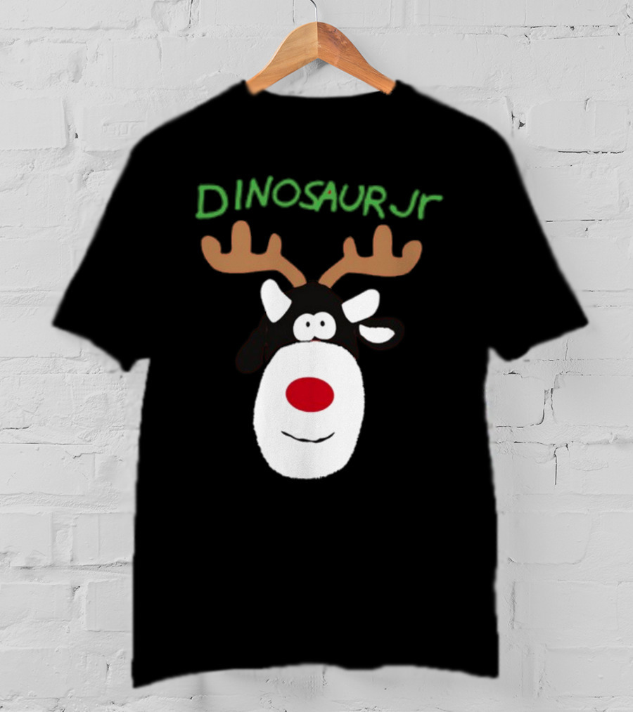 Dinosaur Jr Reindeer With Red Nose And Antlers T-Shirt