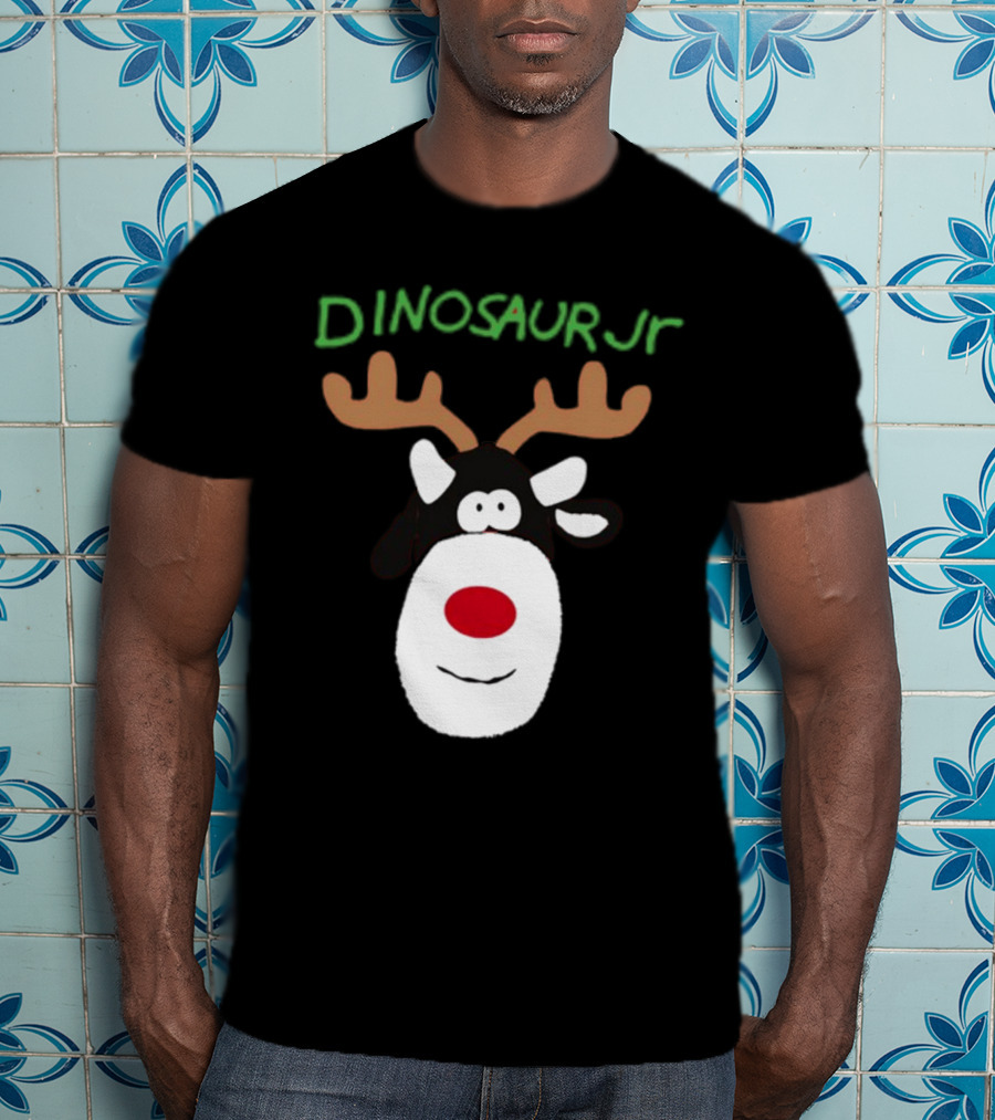 Dinosaur Jr Reindeer With Red Nose And Antlers T-Shirt