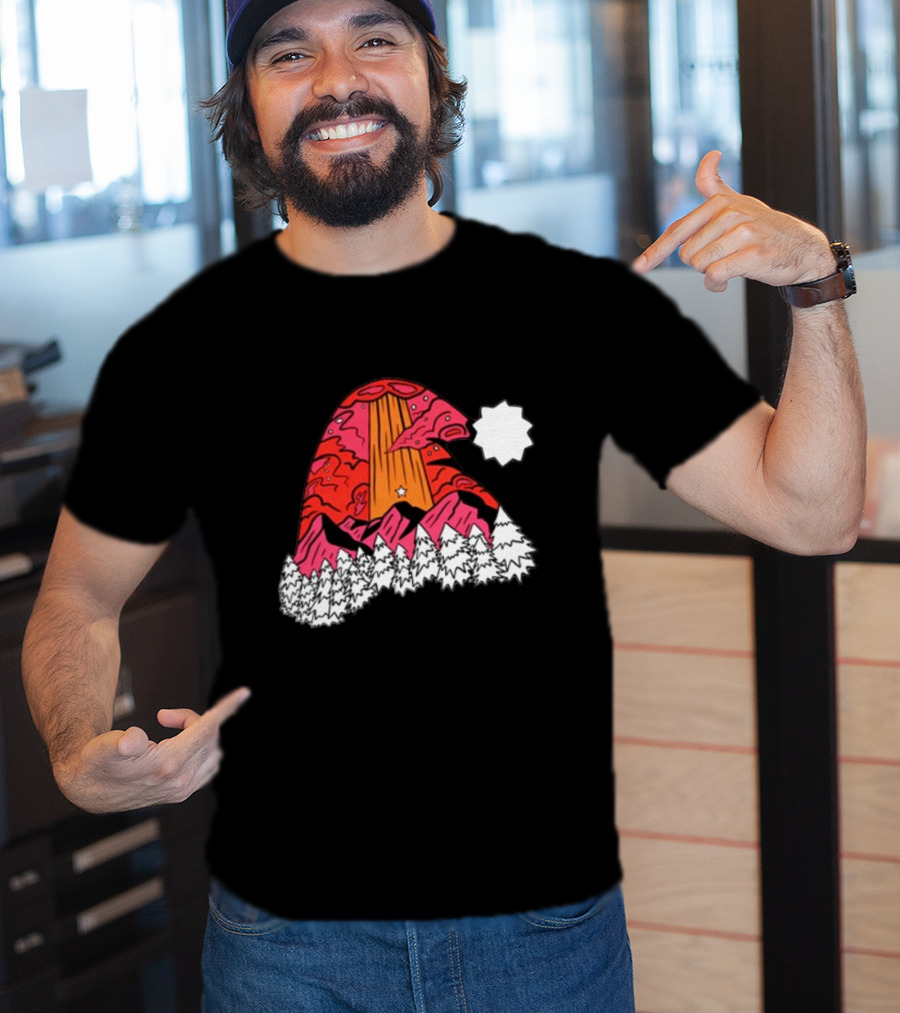 Home Free Texas Hill Christmas Santa Hat Mountain Scene T-Shirt