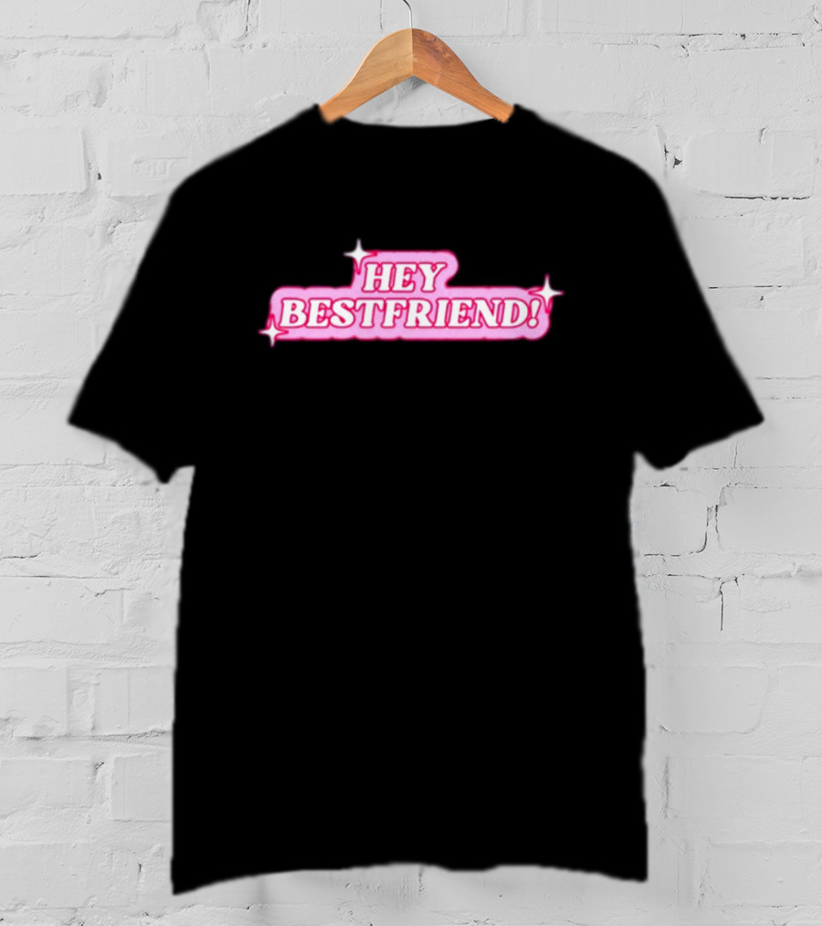 Alana Lintao Hey Bestfriend Pink Sparkle Text T-Shirt