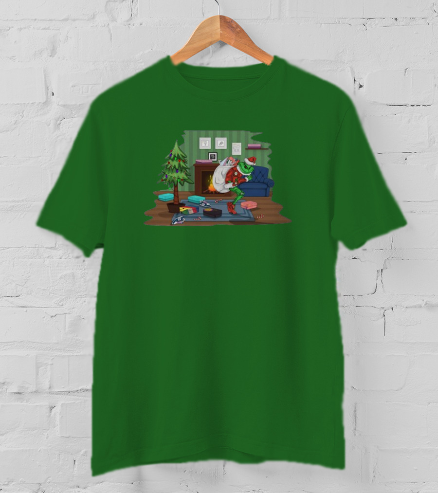 How The Grinch Stole Sneakers Stealing Colorful Boxes By Christmas Tree T-Shirt