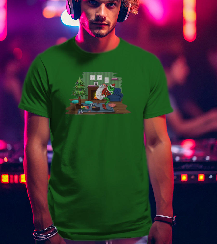 How The Grinch Stole Sneakers Stealing Colorful Boxes By Christmas Tree T-Shirt