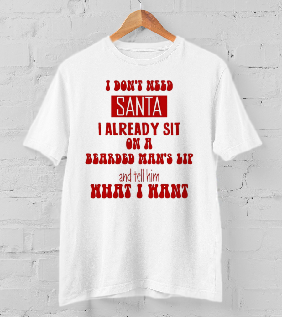I Don't Need Santa I Already Sit On A Bearded Man's Lap And Tell Him What I Want T-Shirt