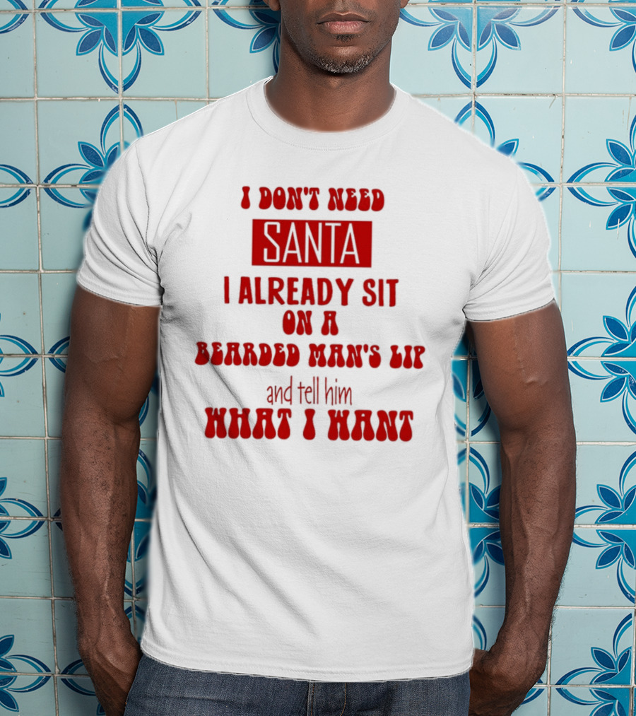 I Don't Need Santa I Already Sit On A Bearded Man's Lap And Tell Him What I Want T-Shirt