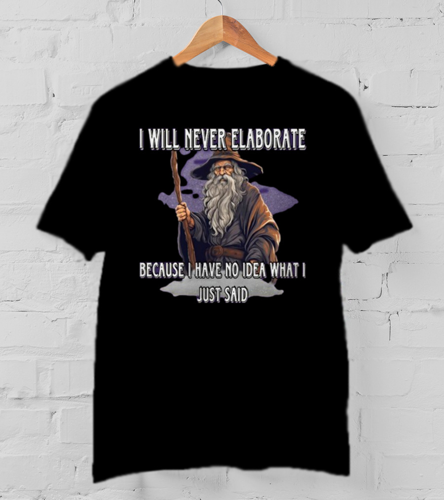 I Will Never Elaborate Because I Have No Idea What I Just Said Wizard T-Shirt