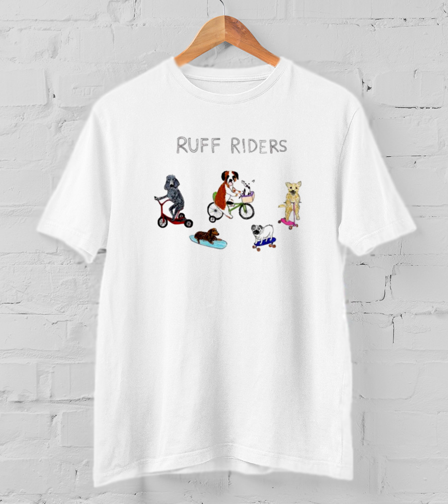 RUFF RIDERS Poodles Boxers Bulldogs Skateboards Scooters Bicycles T-Shirt