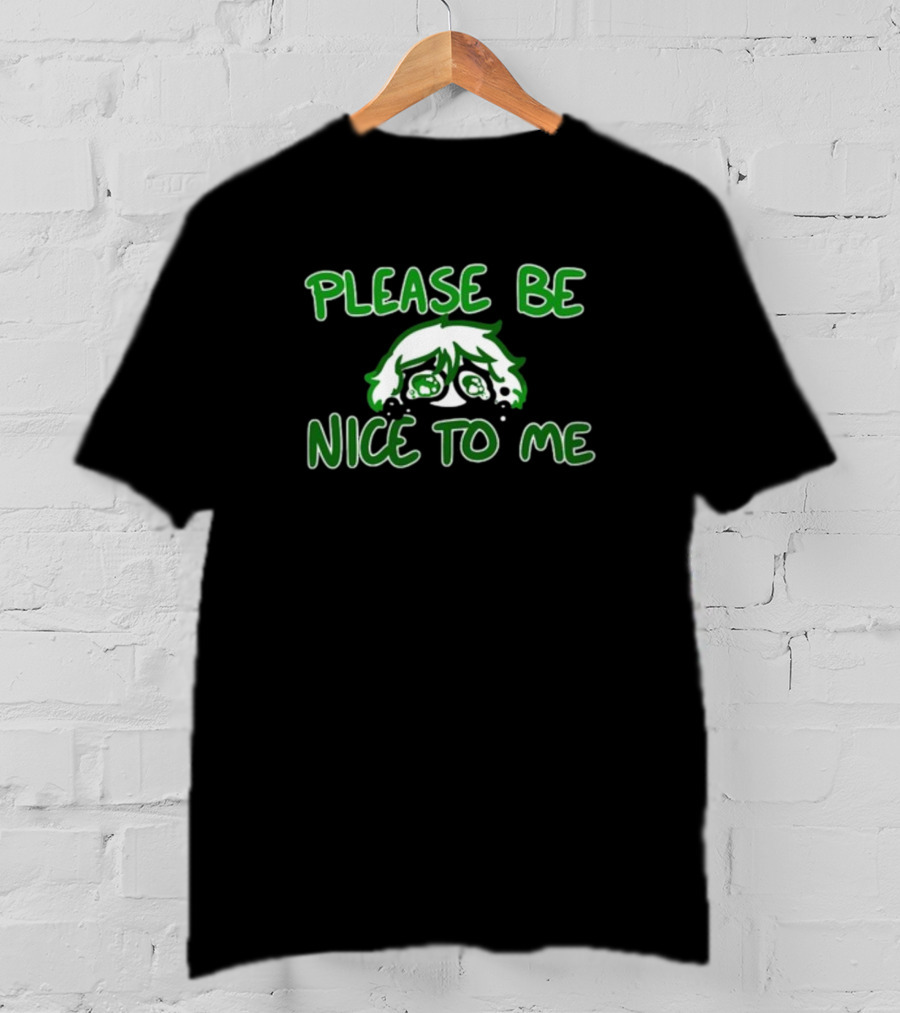 Saucer-Eyed Sadboi Please Be Nice To Me Crying Face T-Shirt