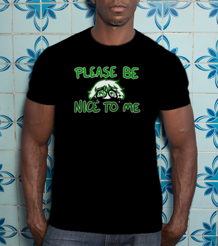 Saucer-Eyed Sadboi Please Be Nice To Me Crying Face T-Shirt