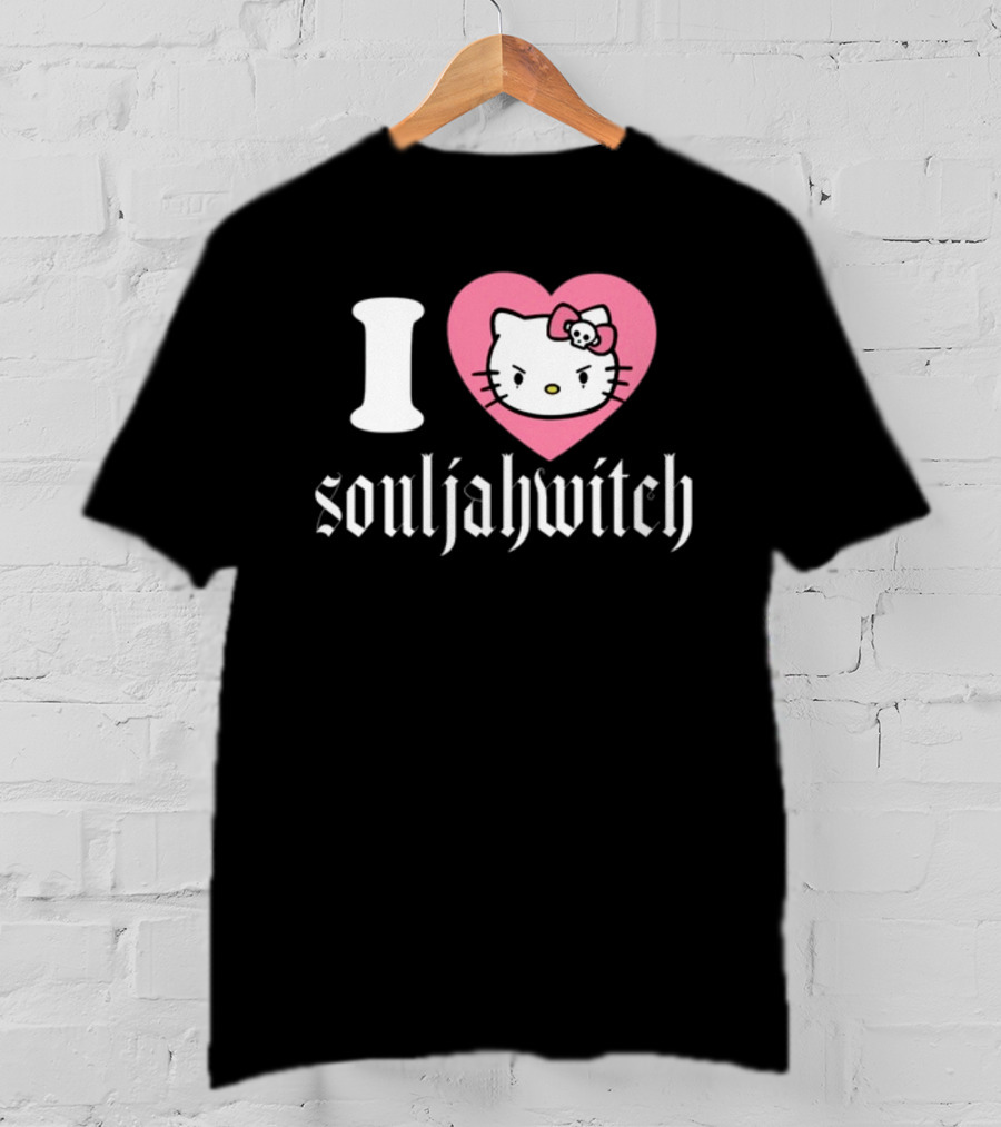 I Love Souljahwitch Cute Cat In Pink Heart T-Shirt