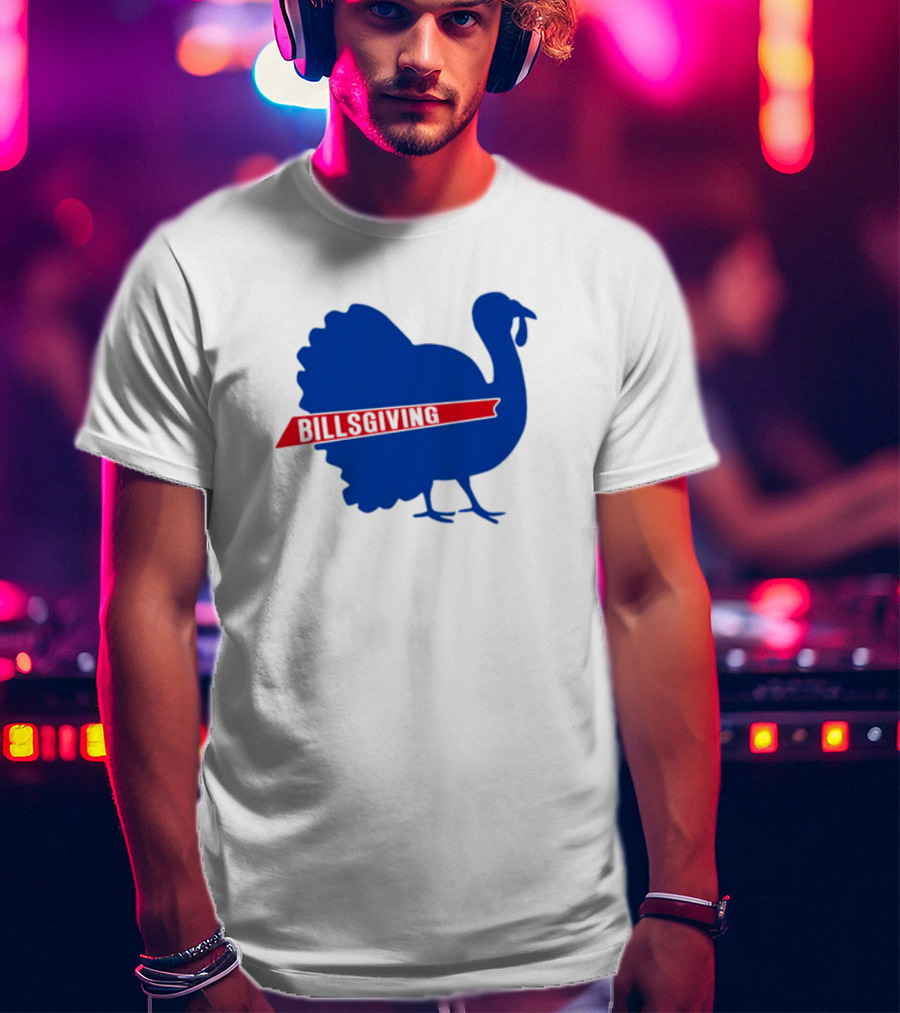 Billsgiving Turkey With Blue And Red T-Shirt