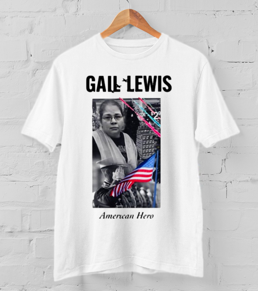 Gail Lewis American Hero Holding Flag Patriotic T-Shirt