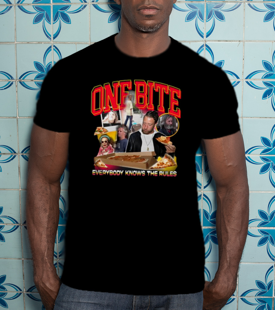 One Bite Everybody Knows The Rules Dave Portnoy Pizza Review Collage T-Shirt