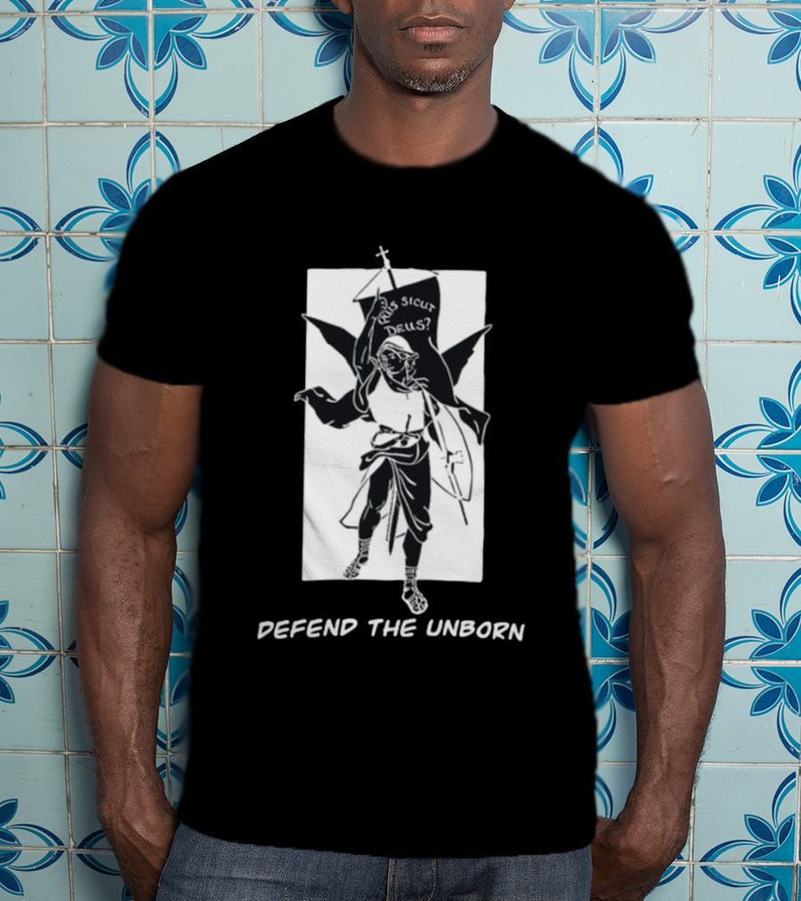 Quis Sicut Deus Defend The Unborn Angelic Warrior T-Shirt