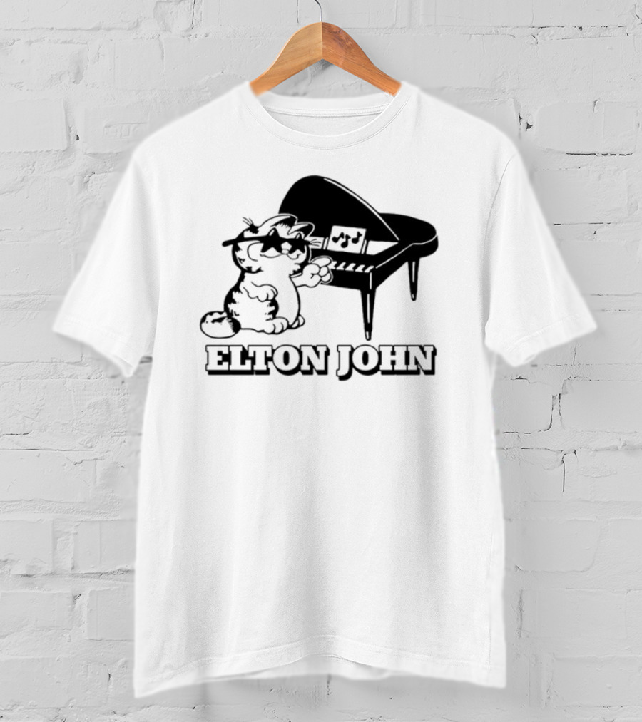 Garf At The Piano With Elton John Motif T-Shirt