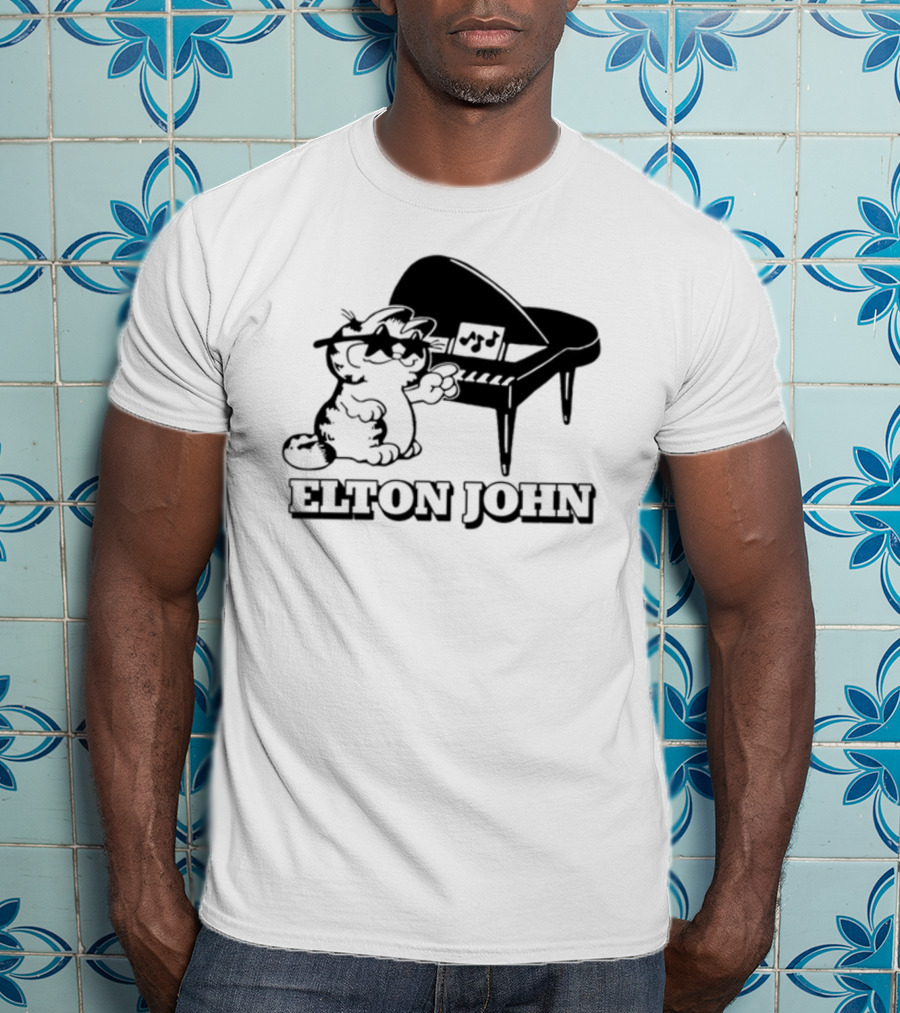 Garf At The Piano With Elton John Motif T-Shirt