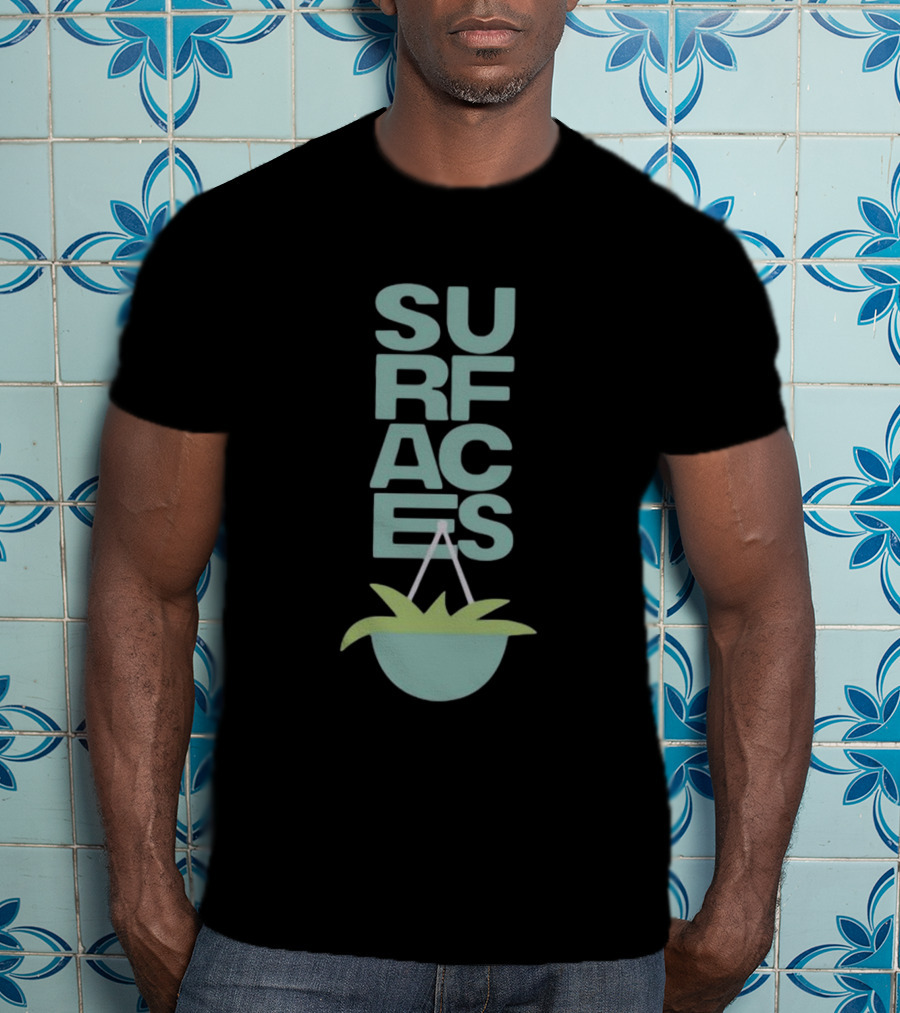 Surfacesmusic Where The Light Is Minimalist Plant Design Oil Green T-Shirt