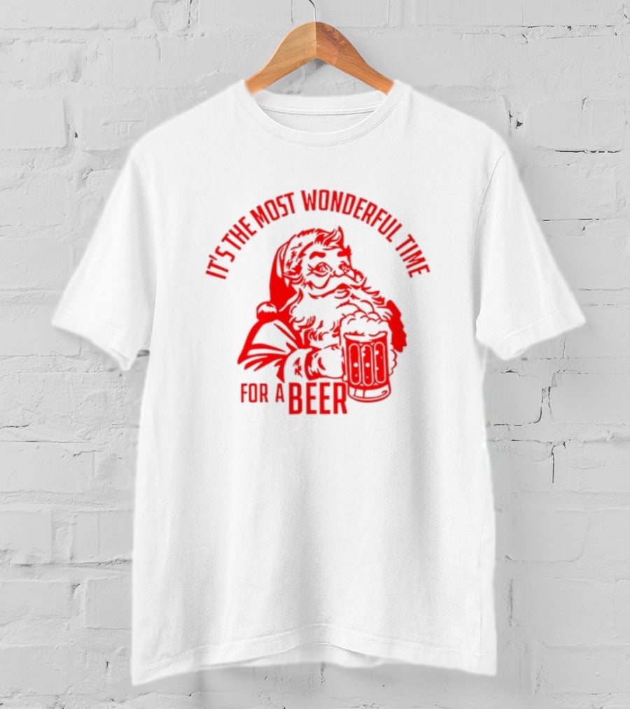 Santa Claus It's The Most Wonderful Time For A Beer Christmas T-Shirt