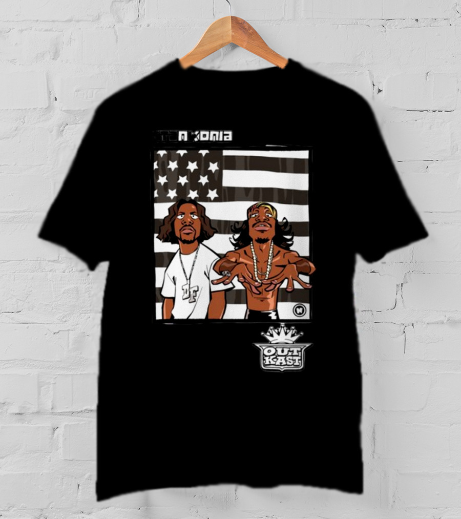 Stankonia Outkast Cartoon Style Stars And Stripes Duo Art By Nuri Durr T-Shirt