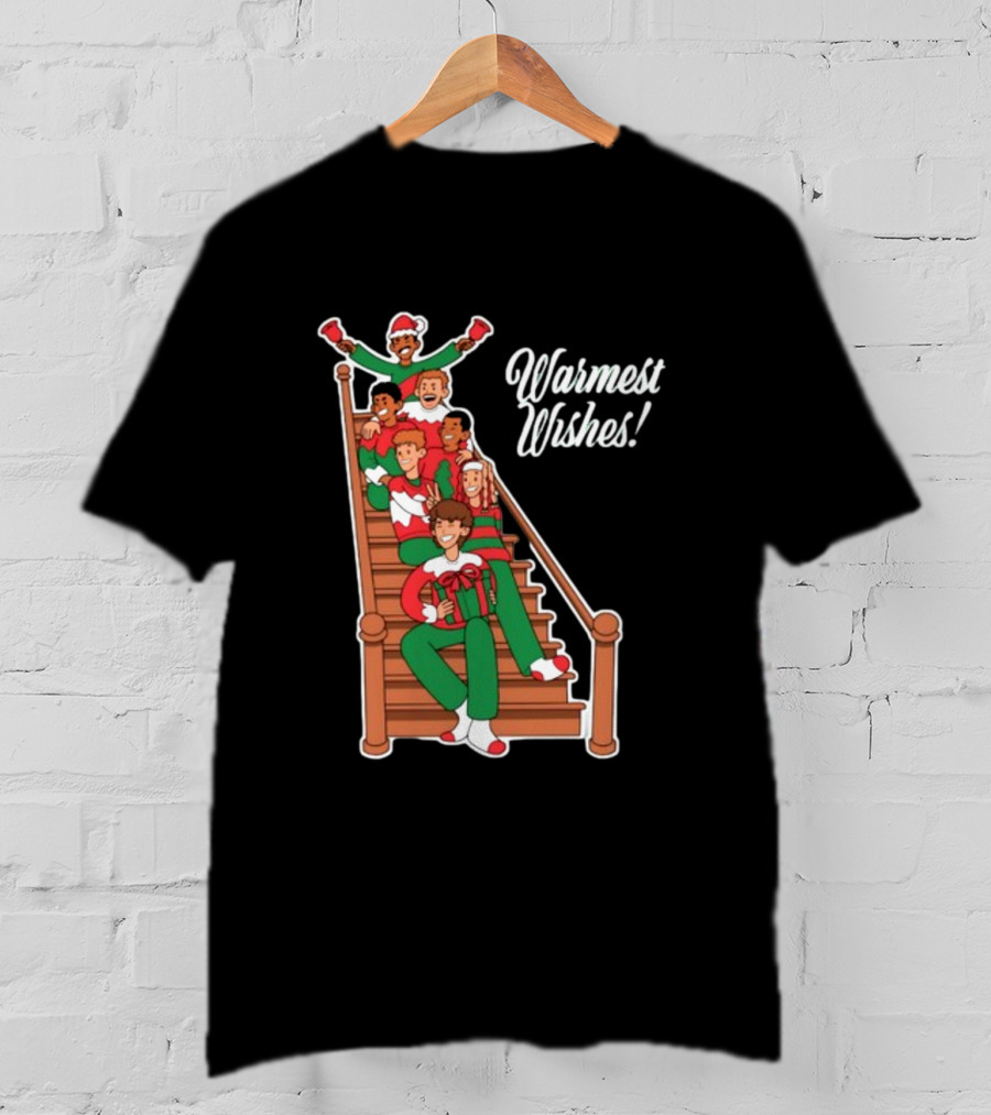 Warmest Wishes Holiday Family Celebration On Stairs T-Shirt