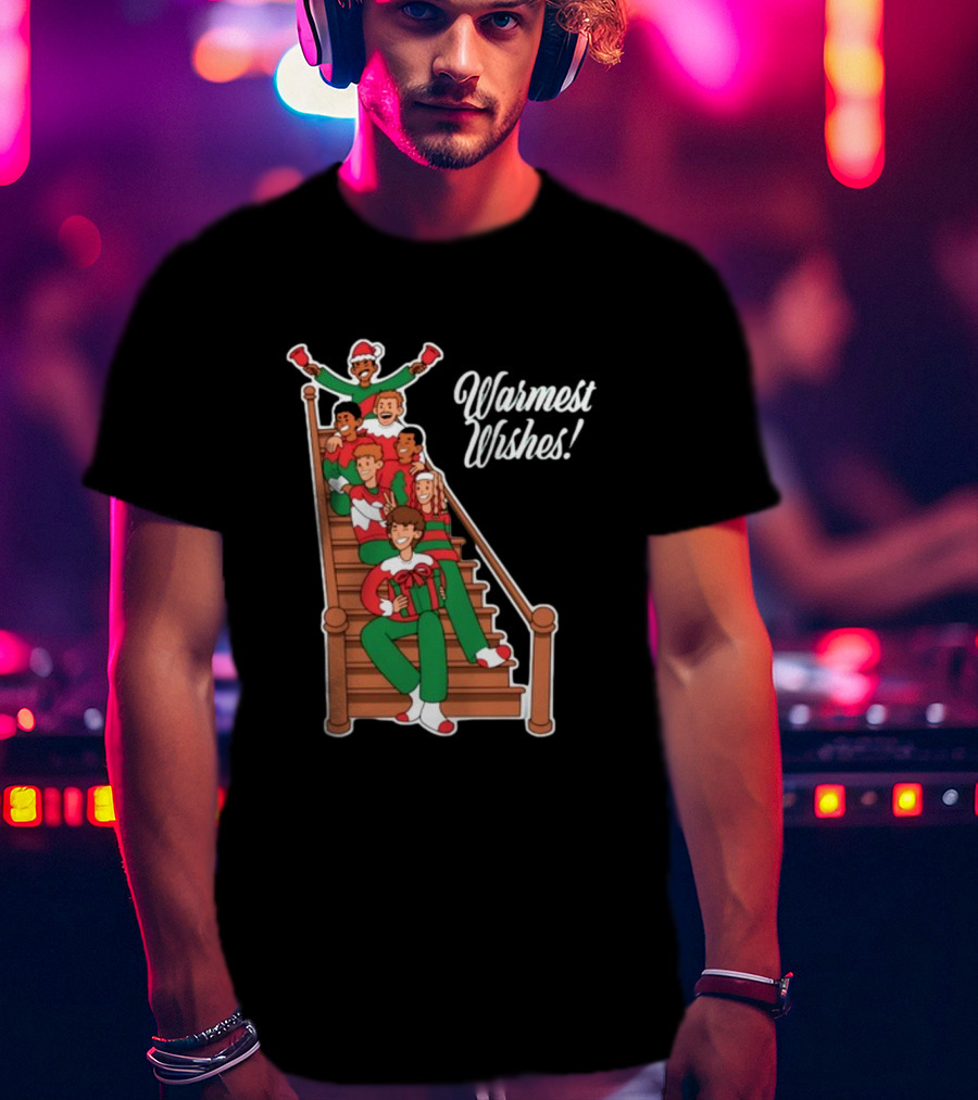 Warmest Wishes Holiday Family Celebration On Stairs T-Shirt