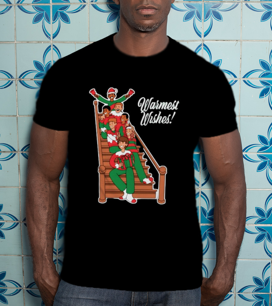 Warmest Wishes Holiday Family Celebration On Stairs T-Shirt