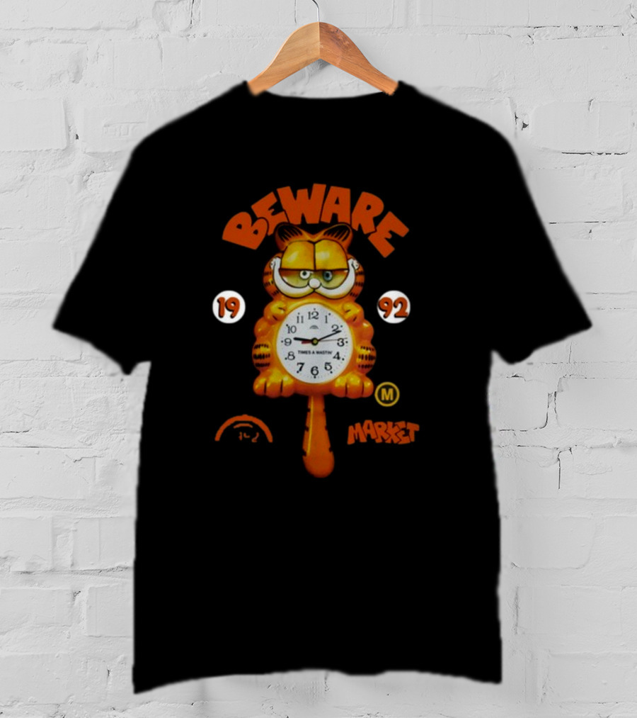 Beware Market Garfield 1992 Times And Waits Clock M T-Shirt