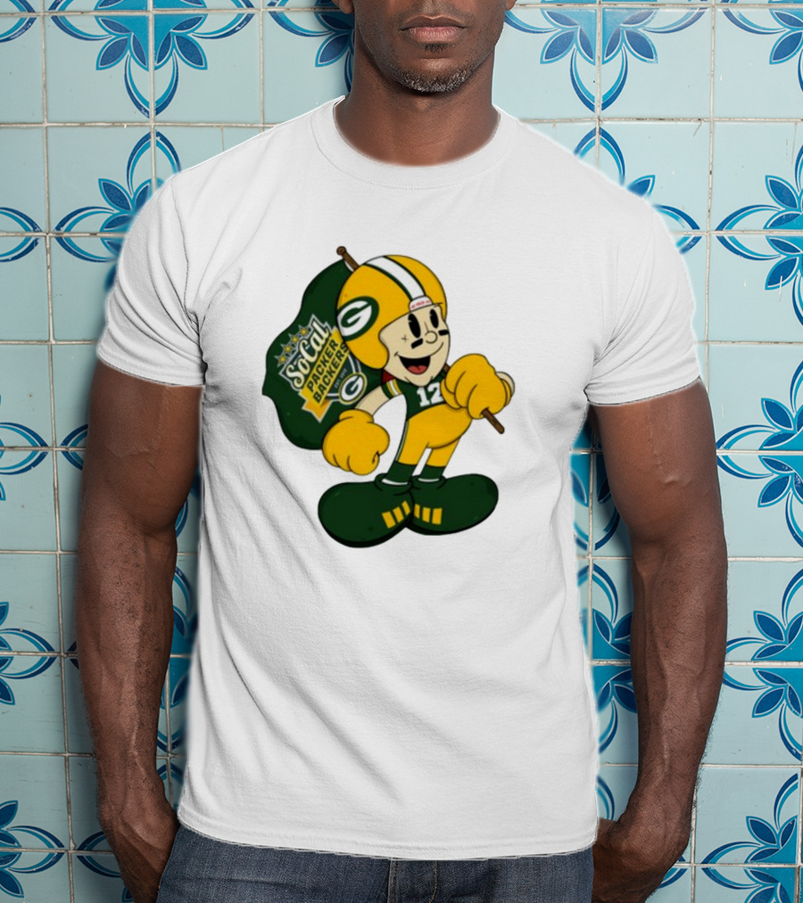 Socal Packer Backers 12 Retro Cartoon Football Character T-Shirt