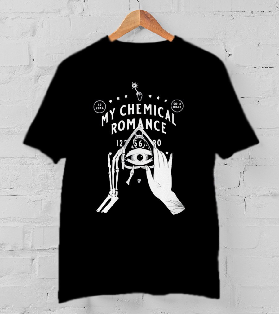 My Chemical Romance Spirit Board So Long Good Night Skeleton Hand Eye T-Shirt