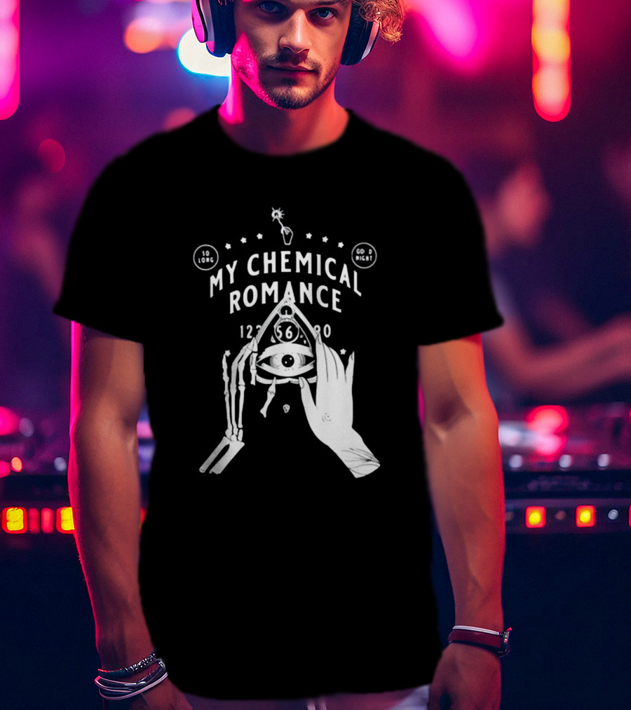 My Chemical Romance Spirit Board So Long Good Night Skeleton Hand Eye T-Shirt