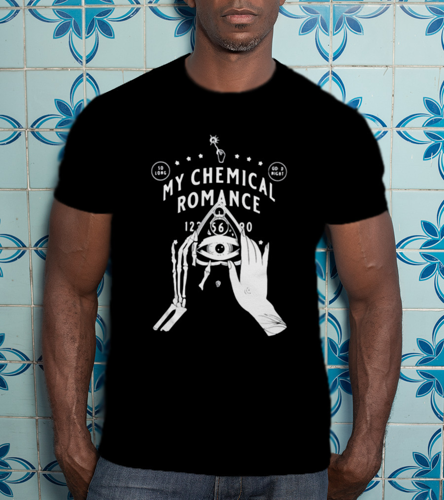 My Chemical Romance Spirit Board So Long Good Night Skeleton Hand Eye T-Shirt
