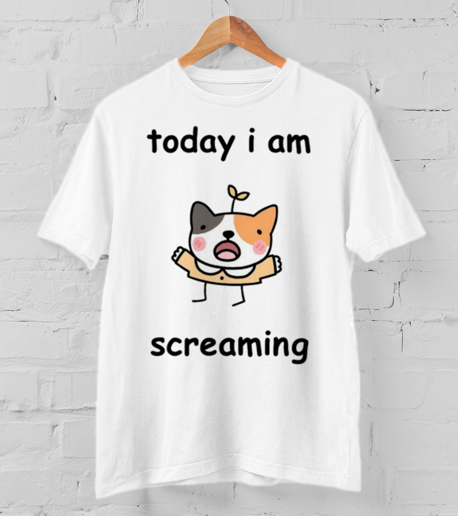 Today I Am Screaming Corgi Cartoon With Leaf Sprout T-Shirt