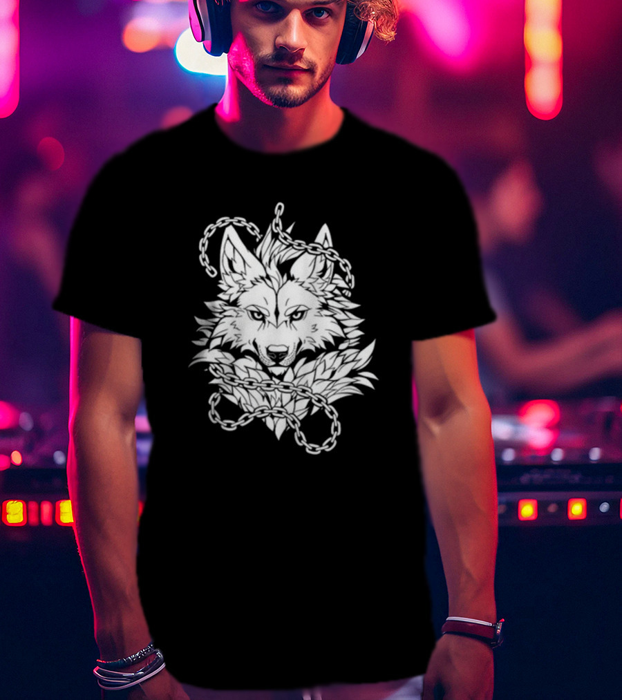 Wolf Head Enclosed By Chains T-Shirt