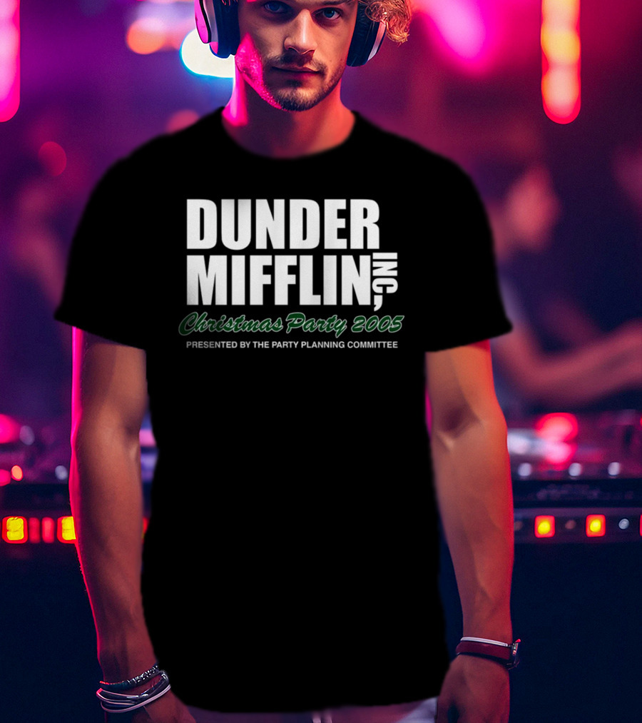 Dunder Mifflin Inc Christmas Party 2005 Presented By The Party Planning Committee Office Event T-Shirt
