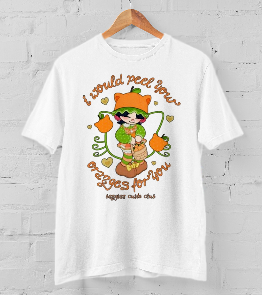 Lizi Bug I Would Peel You Oranges For You Bangtan Cutie Club Playful Orange-Themed Character T-Shirt