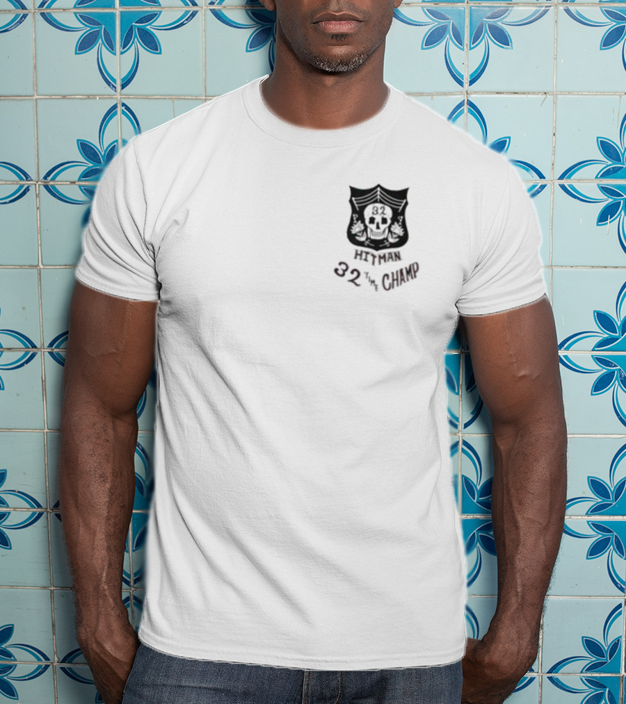 CM Punk Wearing Bret Hart Hitman 32 Time Champ T-Shirt