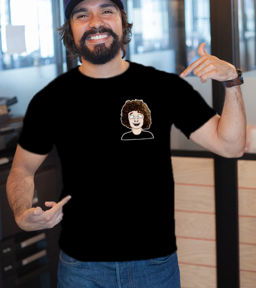 Nelson Neumann Cartoon Character With Curly Hair T-Shirt