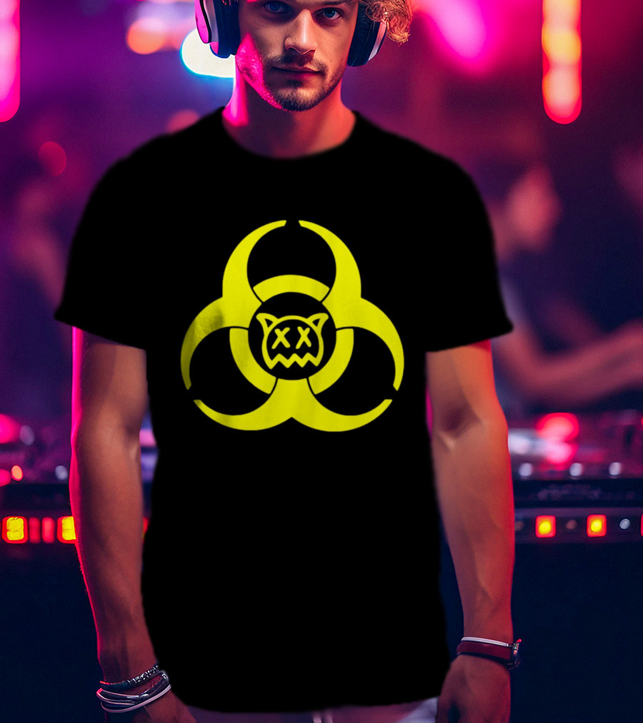 Ren Biohazard Symbol With X-Eyed Cat Face T-Shirt