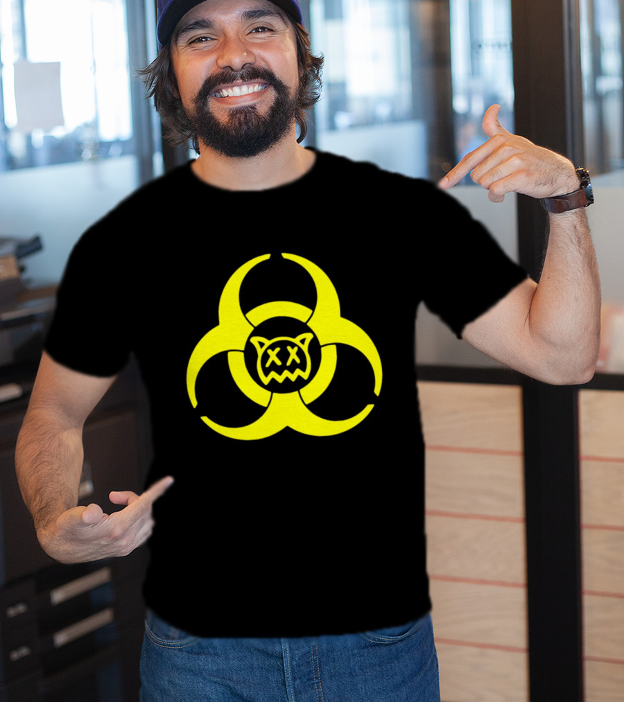 Ren Biohazard Symbol With X-Eyed Cat Face T-Shirt