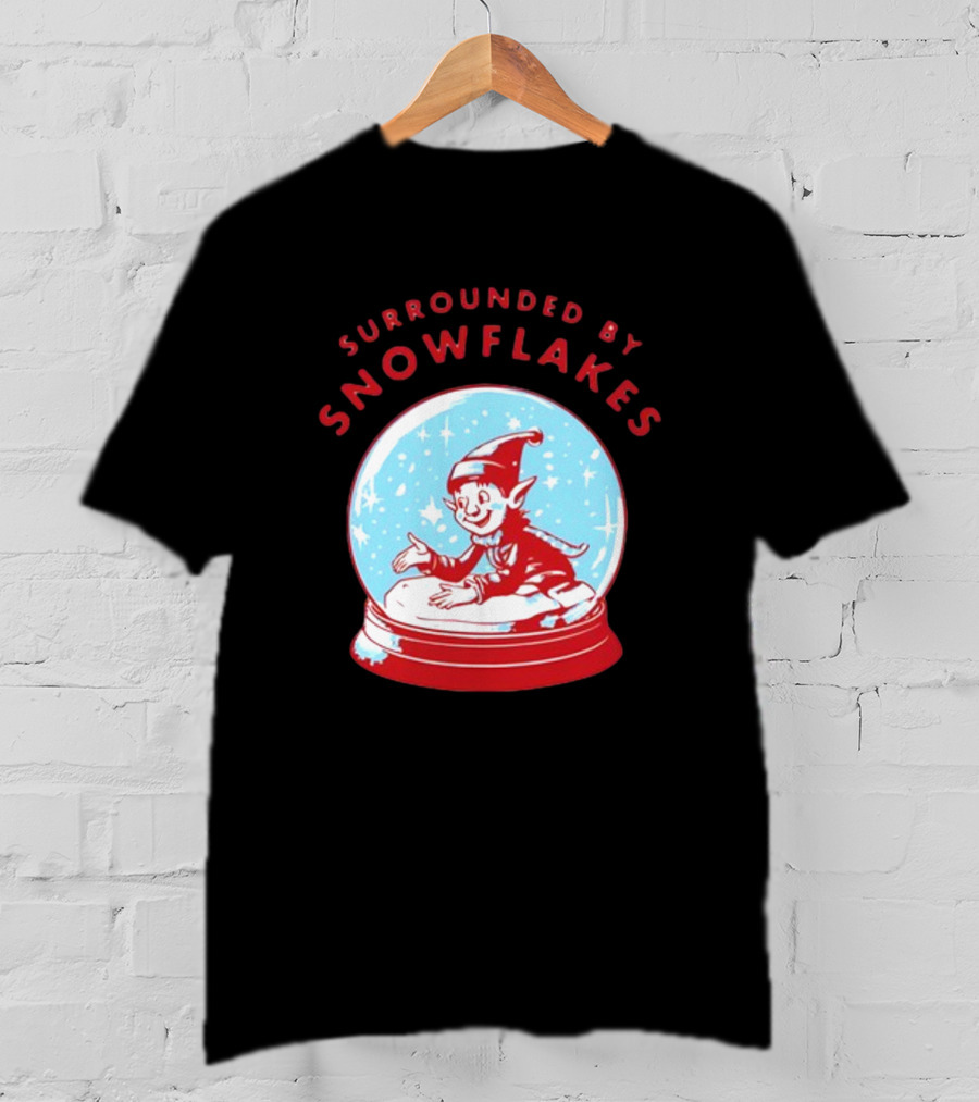 Surrounded By Snowflakes Elf Inside Snow Globe Winter Scene T-Shirt