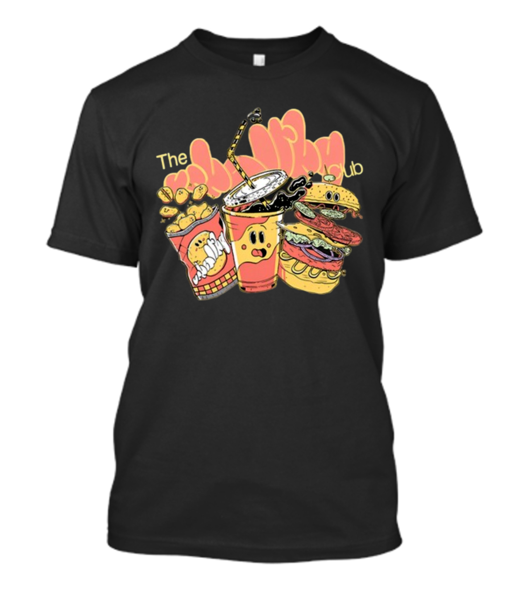 The Unhealthy Club Fast Food Cartoon Characters T-Shirt