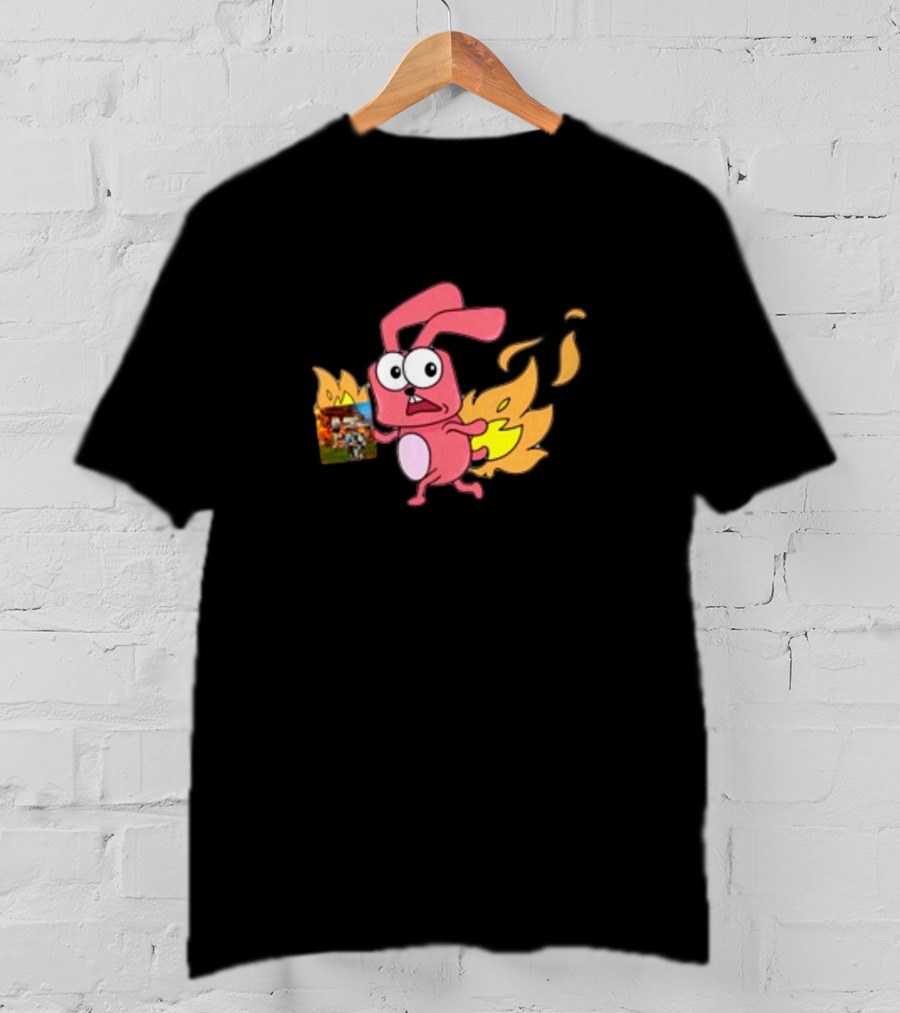 Idgafos Bunny With Flaming Tail Holding Book By Dillon Francis T-Shirt