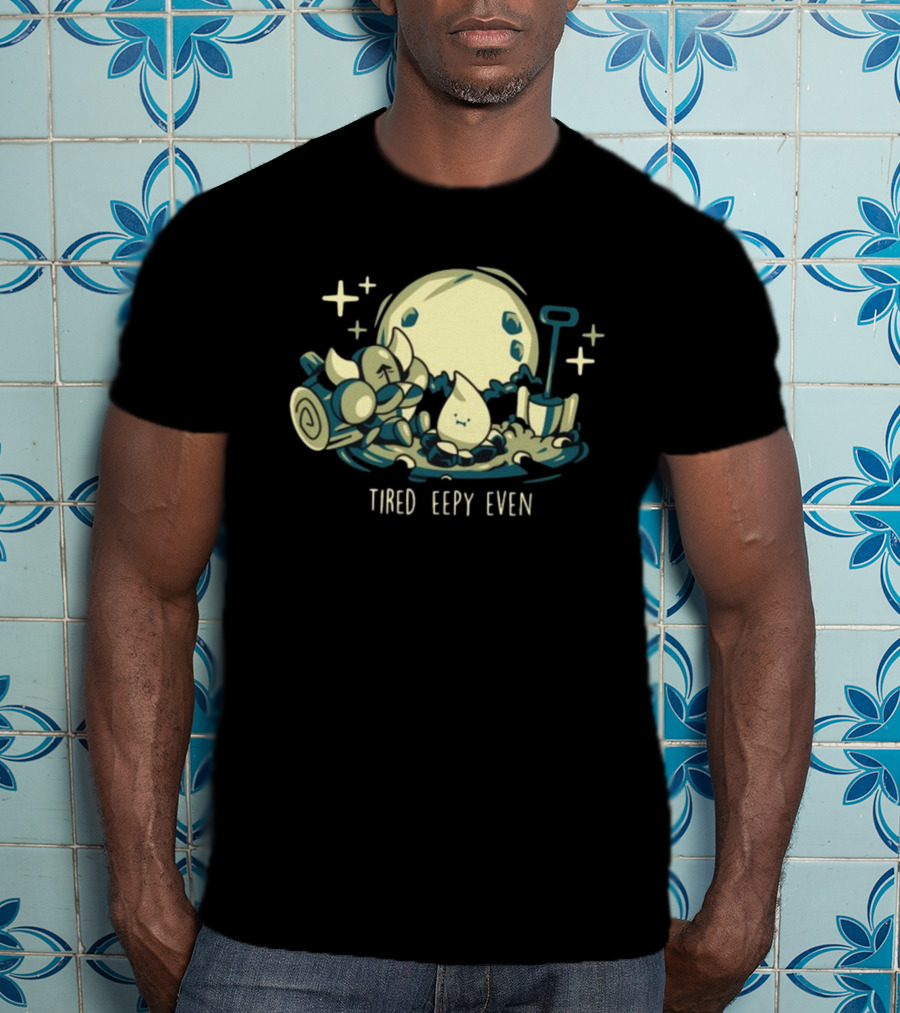 Tired Eepy Even Sleepy Characters Under Moonlit Sky T-Shirt