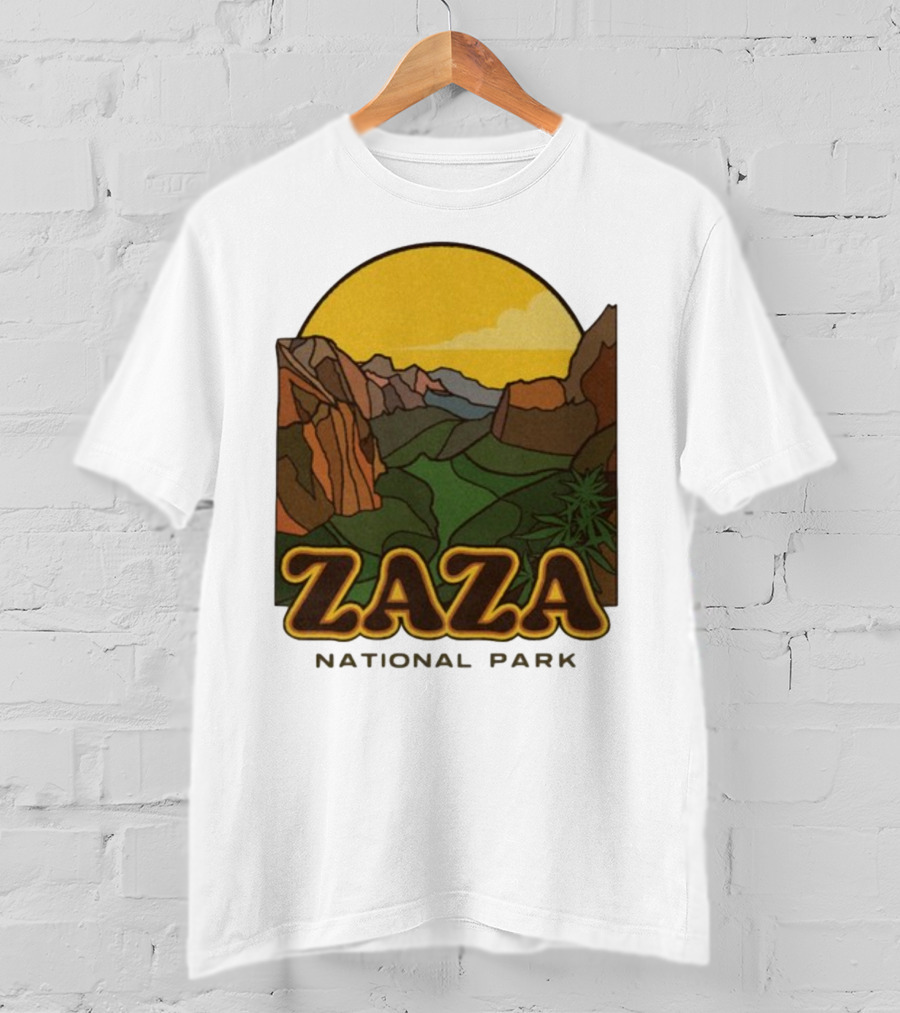 Zaza National Park Vintage Landscape With Mountains And Yellow Sunset T-Shirt