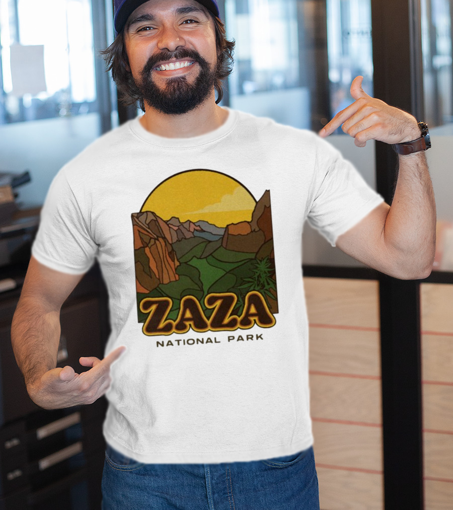 Zaza National Park Vintage Landscape With Mountains And Yellow Sunset T-Shirt