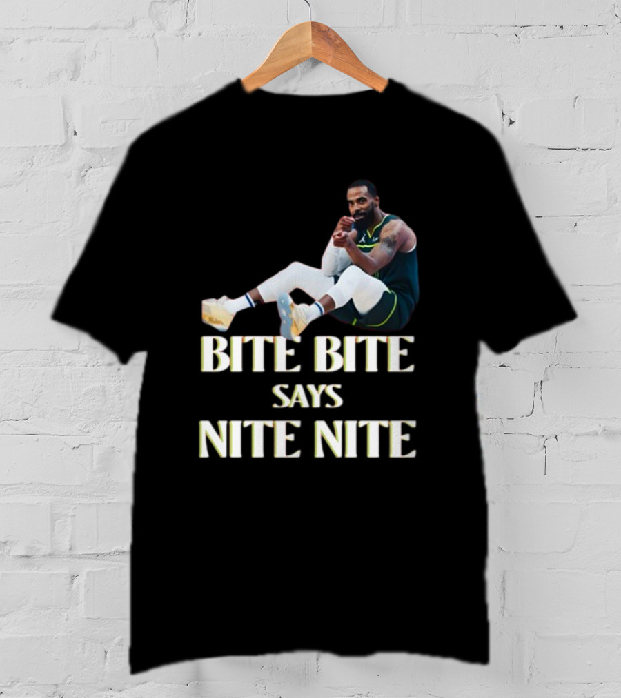 Bite Bite Says Nite Nite Basketball Player Sitting Pose T-Shirt