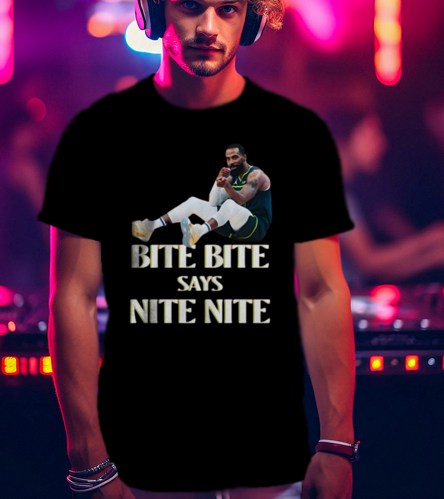Bite Bite Says Nite Nite Basketball Player Sitting Pose T-Shirt