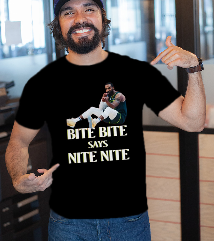 Bite Bite Says Nite Nite Basketball Player Sitting Pose T-Shirt