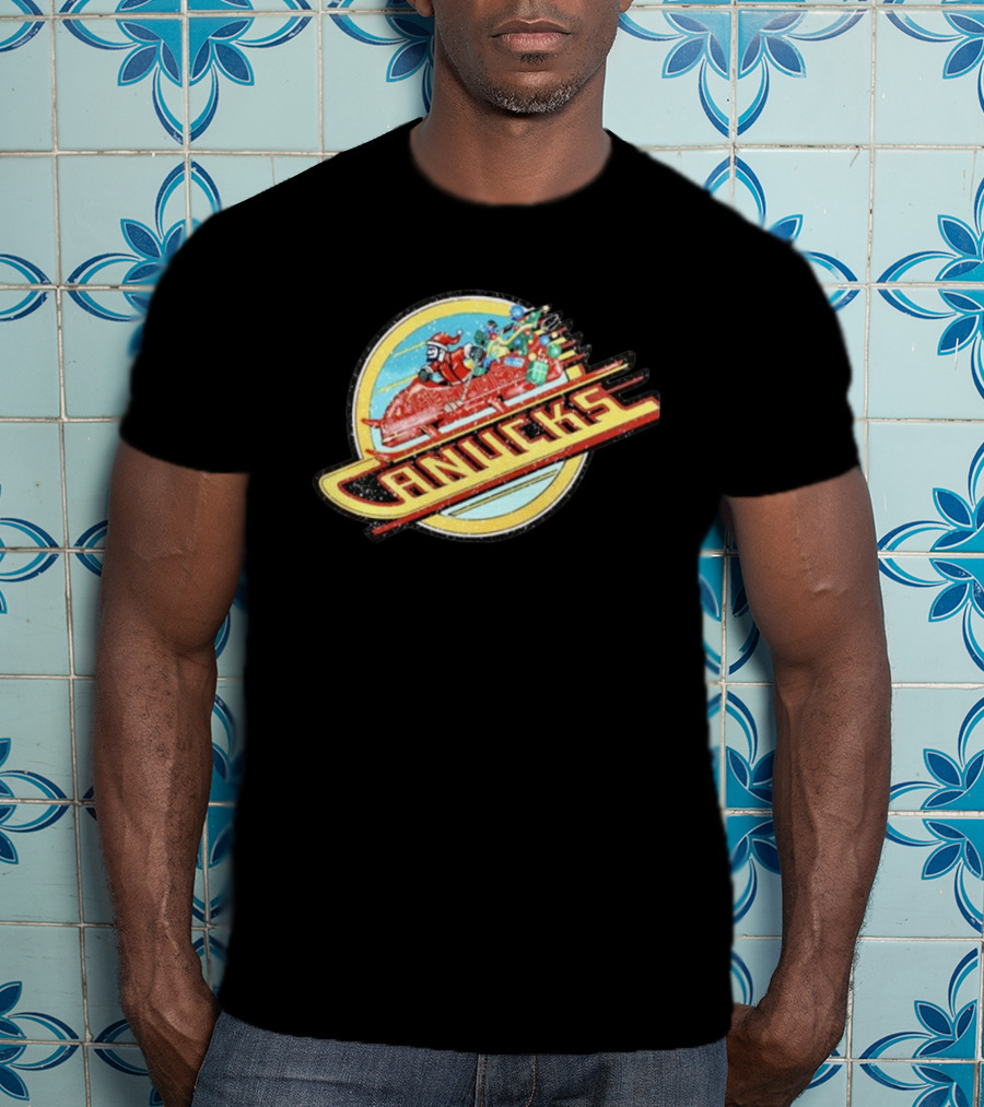 Canucks Christmas Skate Sleigh Santa Hockey Presents T-Shirt