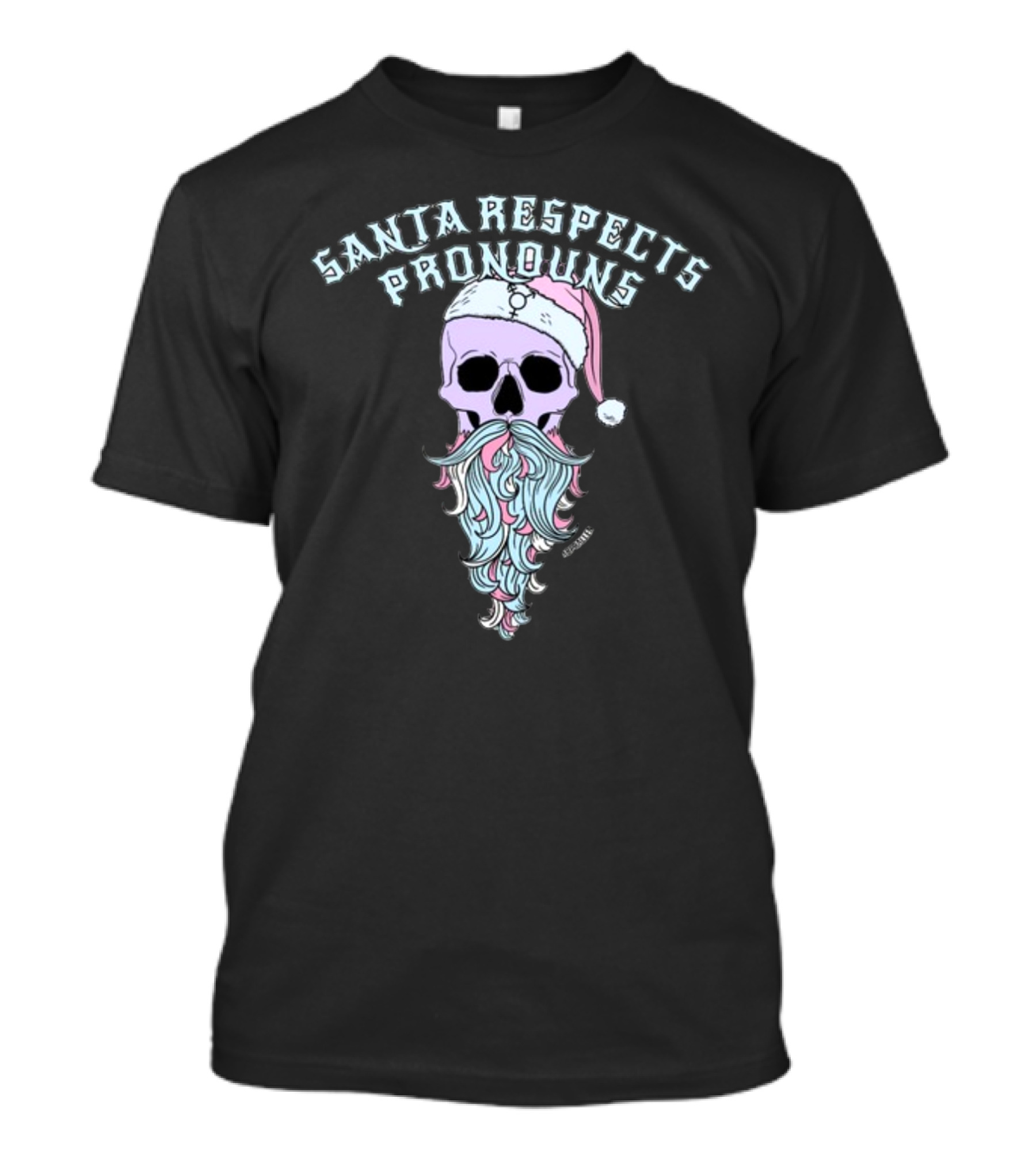 Santa Respects Pronouns Pastel Skull By Abprallenuk T-Shirt